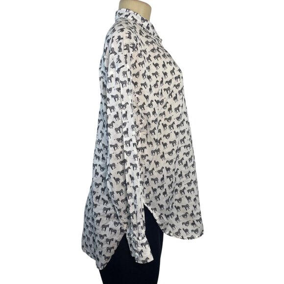 H&M Women's Zebra Print Button-Up Shirt Long Sleeve Lightweight Casual Top Size - Picture 2 of 6